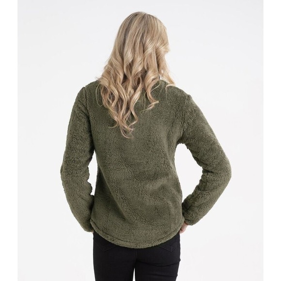 Legendary Whitetails Womens Fuzzy Hide Fleece Pullover Army Green Medium NWT - Picture 3 of 6